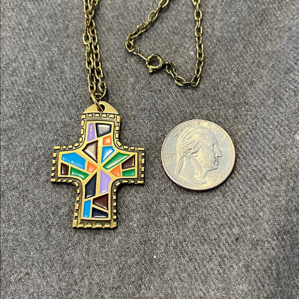 π»3/$15 Terra Santa Guild Brasstone Enameled Cross-Isaiah 43:1 - Picture 5 of 6